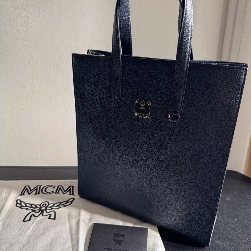 MCM Navy Leather Briefcase